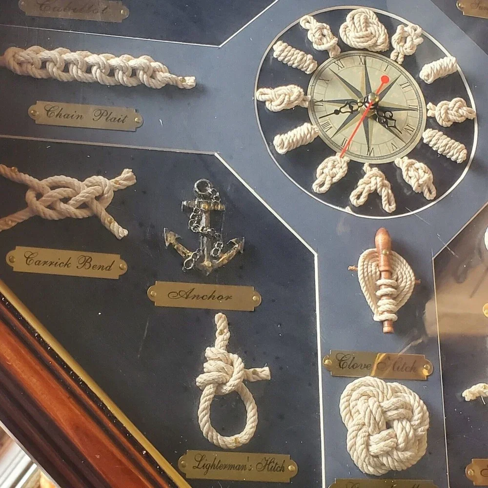 Decorative Wall Clock With Nautical Knots Wall Hanging 3D Shadow Box Ship Decor